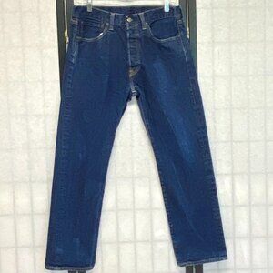 Levi's 501 Mid Rise Button Fly Stretch Jeans Lightly Faded Medium Wash Denim 32